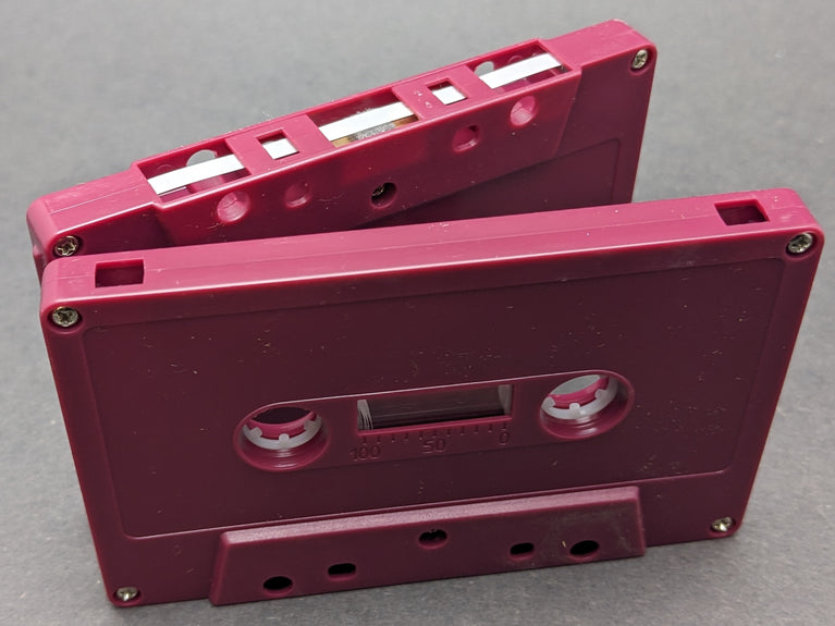 Rhodamine Red Tab Out Type I Normal Bias Master Audio Cassette 5 Screws - 25 Pack