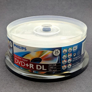 Philips Dual Layer DVD+R 8X 8.5GB Branded Logo, Retail Pack, Cakebox
