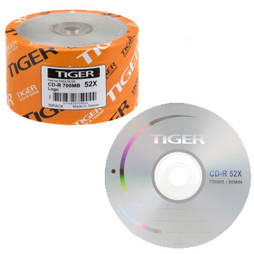 Tiger CDR / CD-R 52X 700MB Branded, Clear Hub – DELTAMEDIA INTL INC