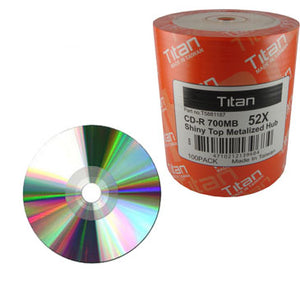 Titan CD-R 80Min 52X Shiny Silver Metalized Hub