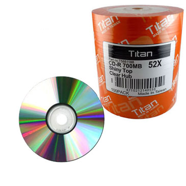 Titan CD-R 80Min 52X Shiny Silver Clear Hub – DELTAMEDIA INTL INC
