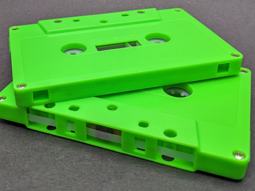 Lime Green Tab Out Type I Normal Bias Master Audio Cassette 5 Screws - 100 Pack