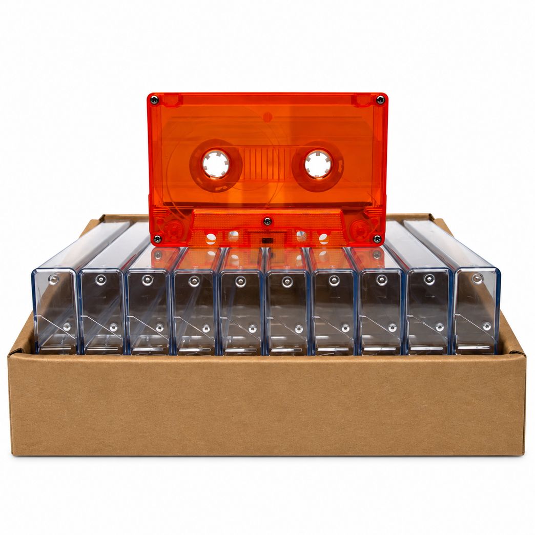 Blood Orange Tint Black Liner Tab-In Custom Length Cassette Tapes – 10-Pack with Norelco Cases