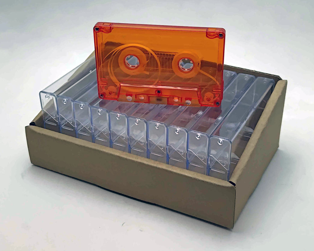 Blood Orange Tint Black Liner Tab-In Custom Length Cassette Tapes – 10-Pack with Norelco Cases