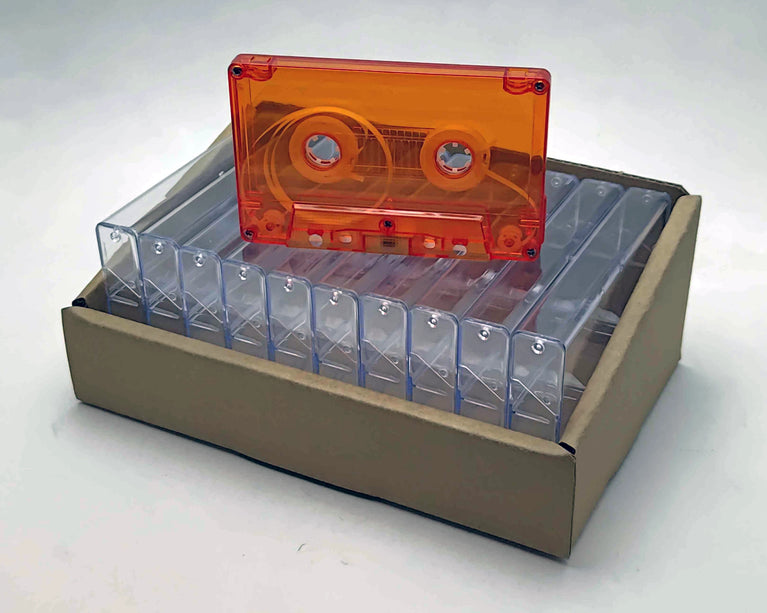 Blood Orange Tint Black Liner Tab-In Custom Length Cassette Tapes – 10-Pack with Norelco Cases
