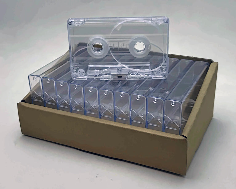 Clear Tab-In Custom Length Cassette Tapes – 10-Pack with Norelco Cases