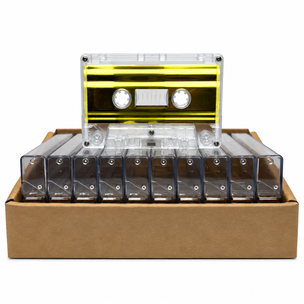 Gold Foil Tab-In Custom Length Cassette Tapes – 10-Pack with Norelco Cases