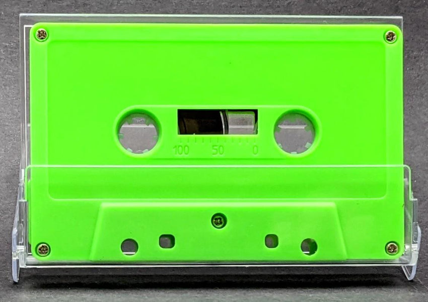 [SALE] Lime Green Tab In Type I Normal Bias Master Audio Cassette 5 Screws - 25 Pack