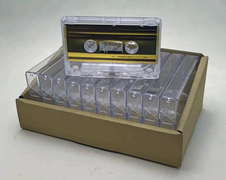 Gold Foil Tab-In Custom Length Cassette Tapes – 10-Pack with Norelco Cases