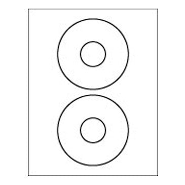 2-Up CD Label Sheet: 4.625 Diam White, 100 Sheets
