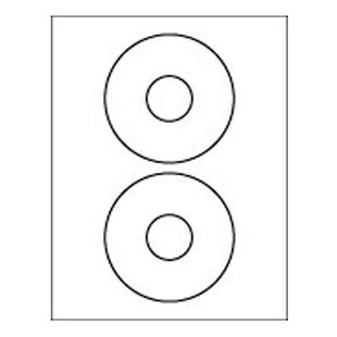 2-Up CD Label Sheet: 4.625 Diam White, 100 Sheets