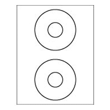 2-Up CD Label Sheet: 4.5 Diam White, 100 Sheets