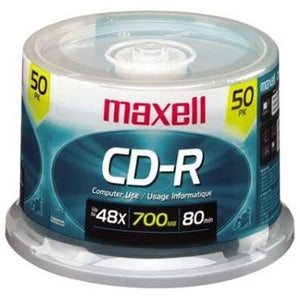 Maxell 648250 Branded CD-R 48X 80 Min, 50 Pk. Spindle