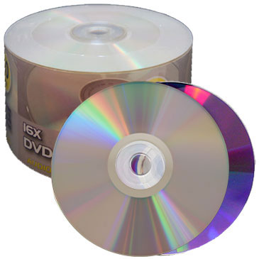 Premium DVD-R 16X Shiny Silver Top, Clear Hub